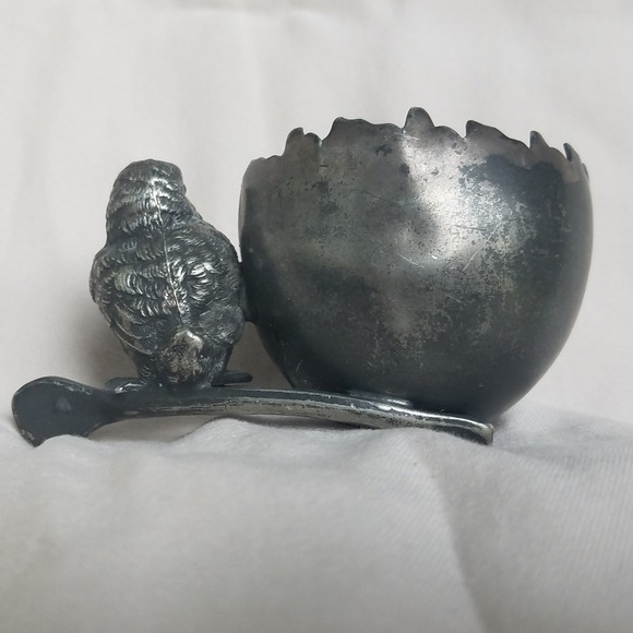 Vintage silver plated Egg Cup Holder Bird Spoon Ornithology Collectible wishbone - Picture 6 of 11